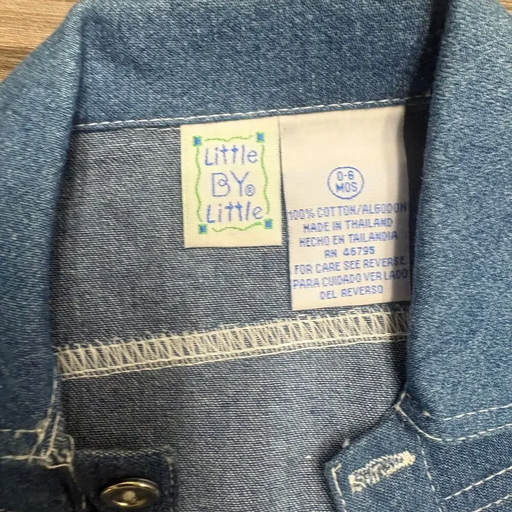 Vintage Little By Little Denim Romper & Vest Set 0 to 6M
